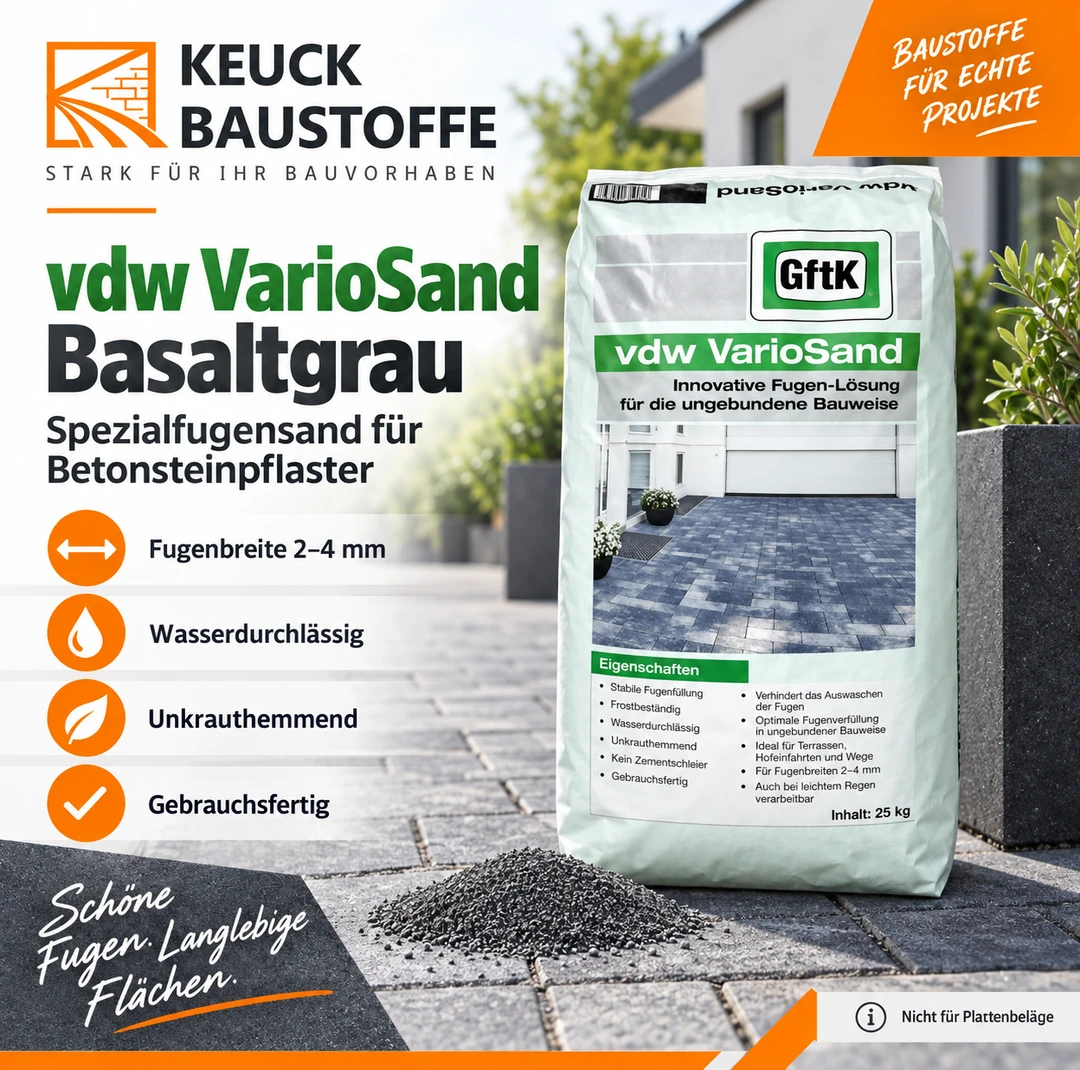 vdw VarioSand Basaltgrau 25 kg: Eigenschaften, Verarbeitung und Einsatzbereiche