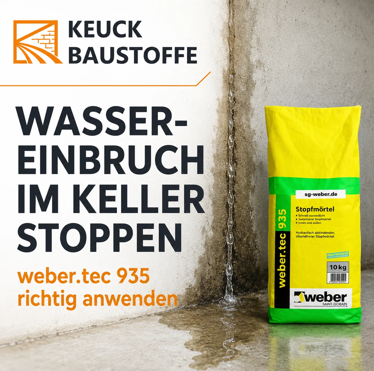 Wassereinbruch im Keller stoppen: weber.tec 935 richtig anwenden
